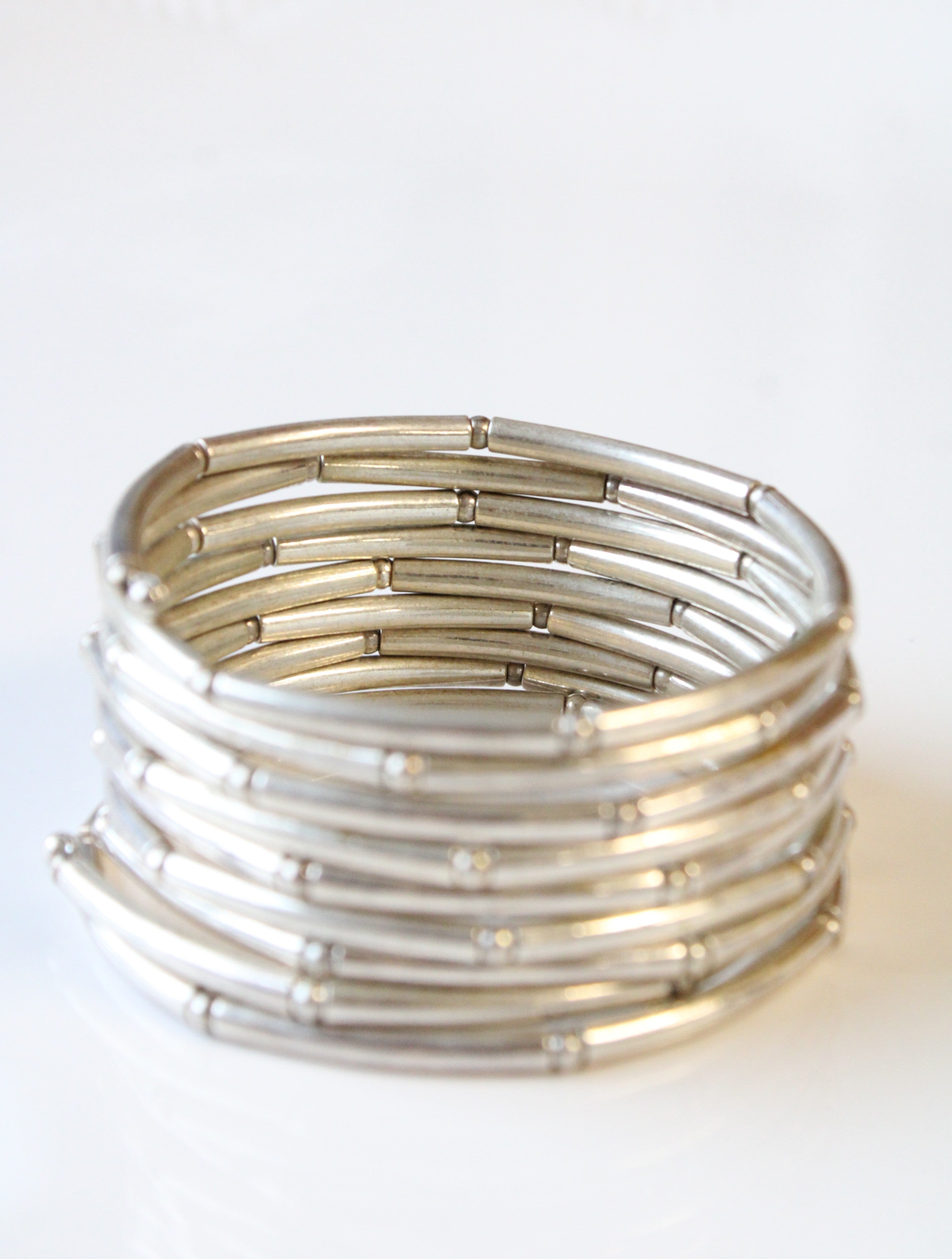 Silver Bamboo Coil Bracelet