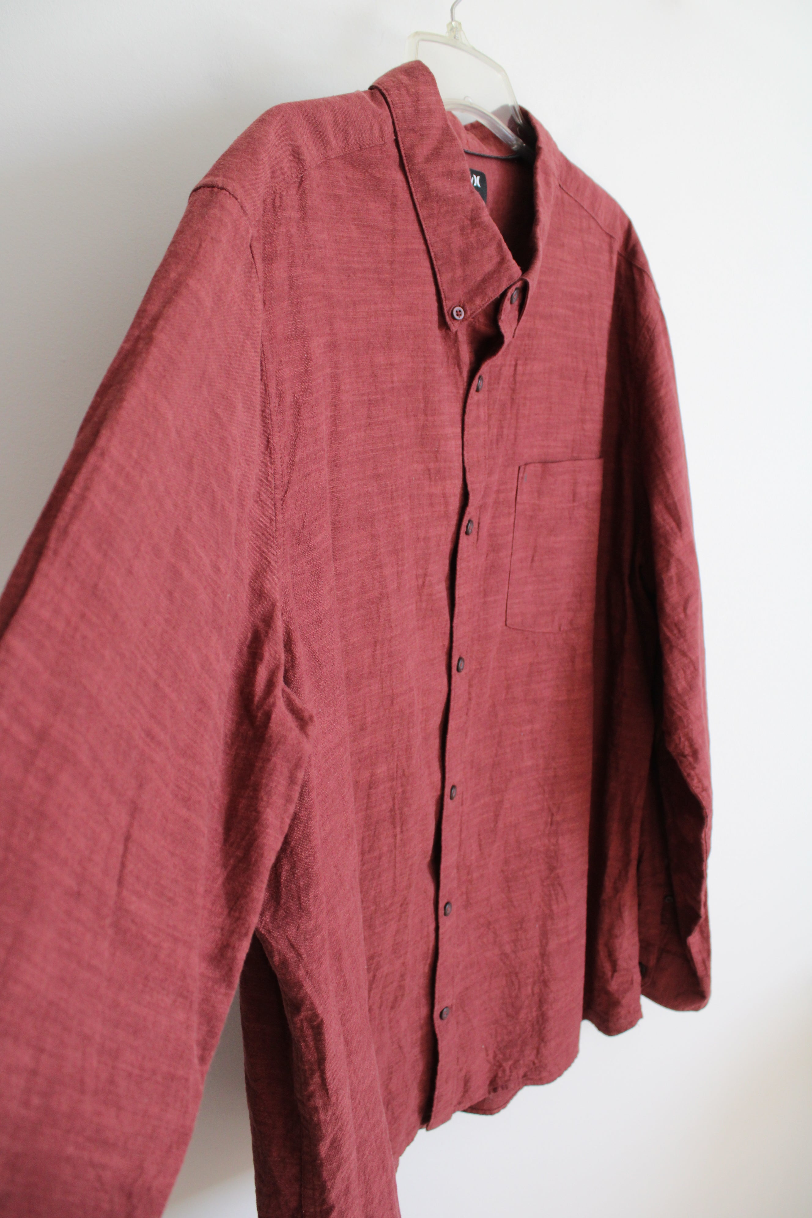 Hurley Classic Fit Brick Red Button Down Shirt | XXL
