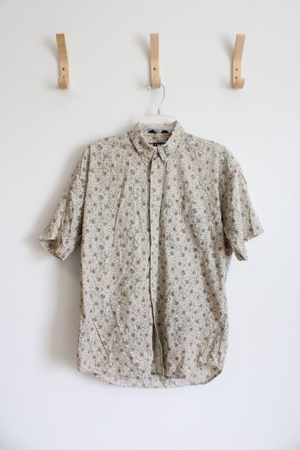 Chaps Ralph Lauren Beige Square Patterned Button Down Shirt | M