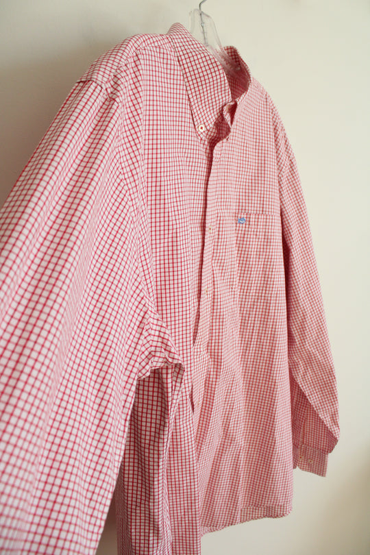 Southern Tide Red & White Plaid Button Down Shirt | XXL