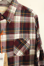NEW Weatherproof Burgundy Yellow and Navy Plaid Button-down Shirt | XL