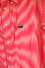 Faconnable Pink and White Striped Cotton Short Sleeve Button-down Shirt | S
