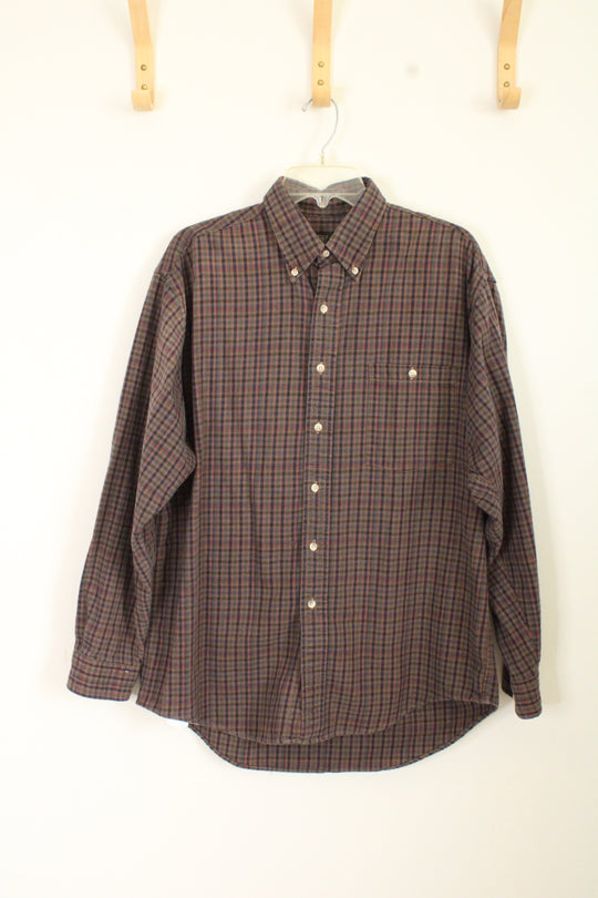 Orvis Blue Green and Tan Plaid Button-down Shirt | L