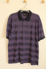 Jos A Bank Purple Striped Cotton SS Polo Shirt | L