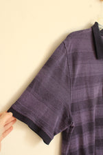 Jos A Bank Purple Striped Cotton SS Polo Shirt | L