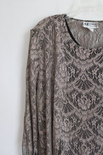 Vintage SL Fashion Metallic Gold & Black Lace Fringe 2-Piece Dress Set | 18