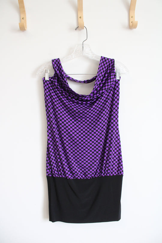 NEW Tempted Purple & Black Halter Neck Bodycon Mini Dress | M