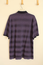 Jos A Bank Purple Striped Cotton SS Polo Shirt | L