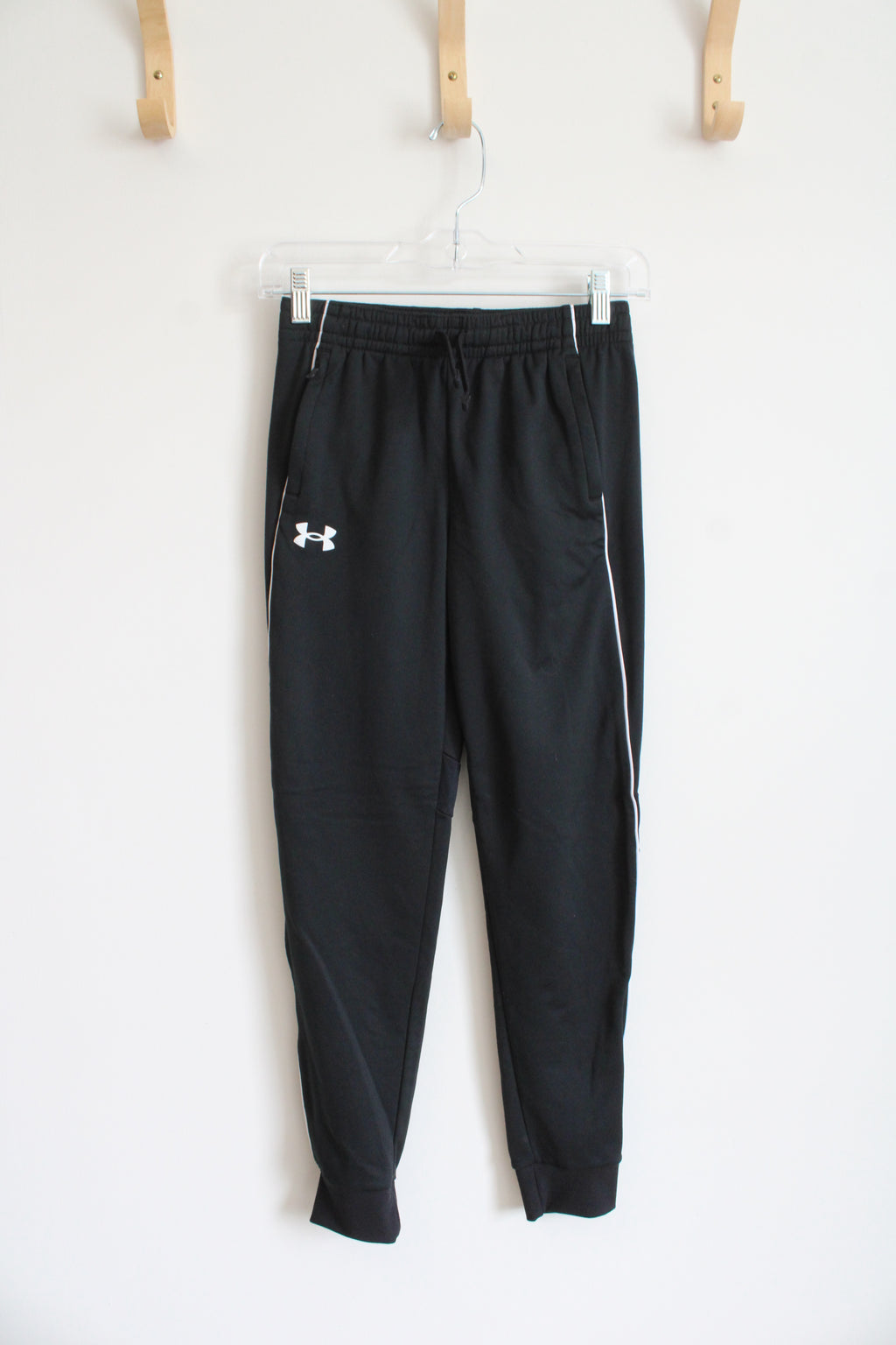 Under Armour Black & White Striped Jogger Sweatpants | Youth M