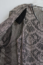 Vintage SL Fashion Metallic Gold & Black Lace Fringe 2-Piece Dress Set | 18