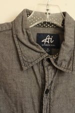 Authentic Icon Gray Cotton Chambray American Flag LS Button-down Shirt | M