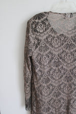 Vintage SL Fashion Metallic Gold & Black Lace Fringe 2-Piece Dress Set | 18