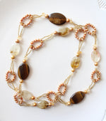 Vintage Gold & Amber Beaded Chunky Necklace