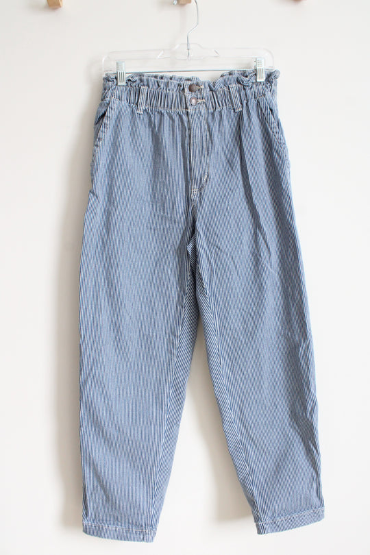 Universal Thread Blue & White Striped Elastic Waist Pants | 8