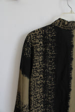 Habitat Olive Green & Black Patterned Button Down Top | XS