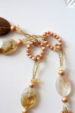 Vintage Gold & Amber Beaded Chunky Necklace
