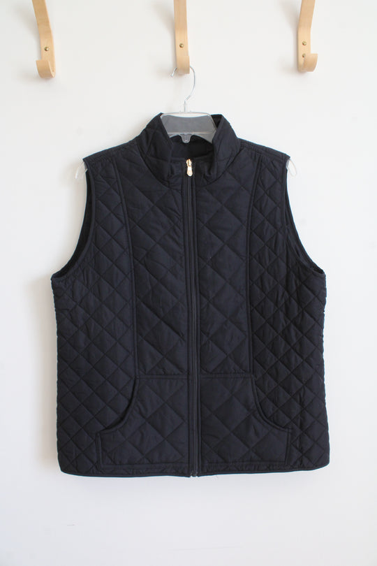 Erika Black Quilted Vest | L