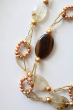 Vintage Gold & Amber Beaded Chunky Necklace
