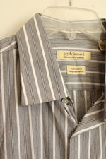 Jay & Leonard Gray White and Blue Striped LS Button-down Shirt | XXL
