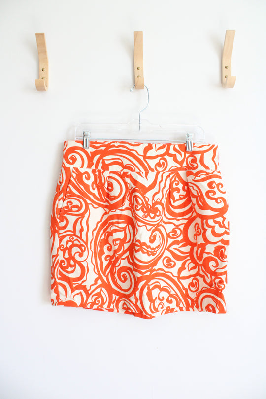 Merona Orange & Cream Swirl Patterned Mini Skirt | L