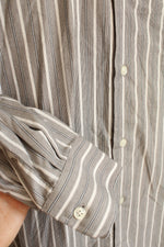 Jay & Leonard Gray White and Blue Striped LS Button-down Shirt | XXL