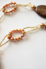 Vintage Gold & Amber Beaded Chunky Necklace