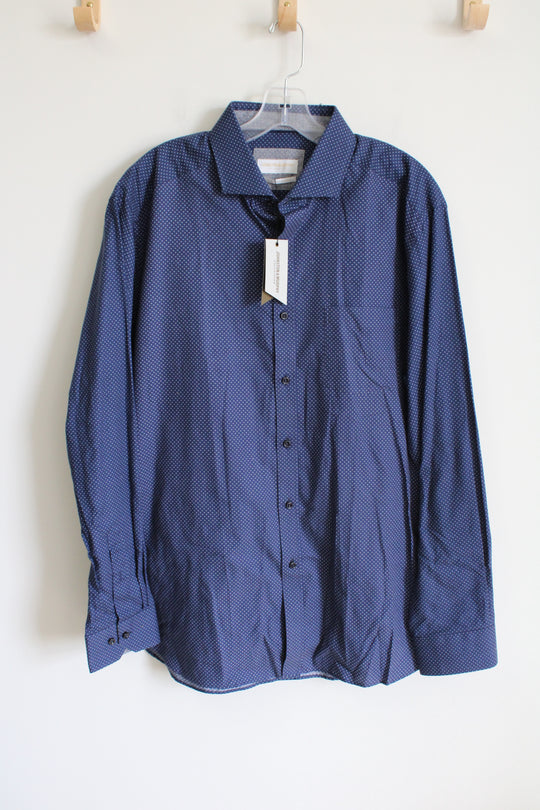 NEW Johnston & Murphy Blue Patterned Button Down Shirt | XL
