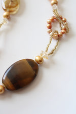 Vintage Gold & Amber Beaded Chunky Necklace