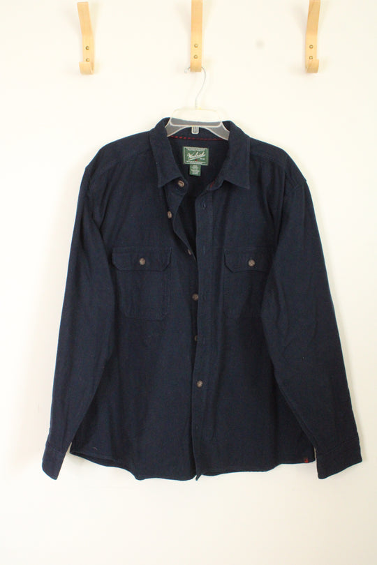 Woolrich Navy LS Button Down Flannel Cotton Shirt | XL