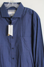 NEW Johnston & Murphy Blue Patterned Button Down Shirt | XL