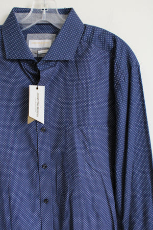 NEW Johnston & Murphy Blue Patterned Button Down Shirt | XL