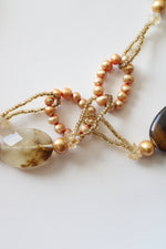 Vintage Gold & Amber Beaded Chunky Necklace