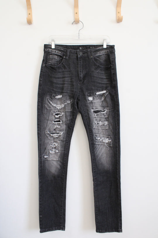 Waimea Skinny Fit Distressed Black Jeans | 32X32