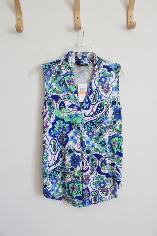 NEW Cable & Gauge Blue & Green Floral Sleeveless Top | S