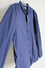 NEW Johnston & Murphy Blue Patterned Button Down Shirt | XL