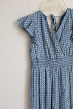 NEW Poppies & Roses Blue Patterned Ruffle Sleeve Jumpsuit | S