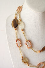 Vintage Gold & Amber Beaded Chunky Necklace