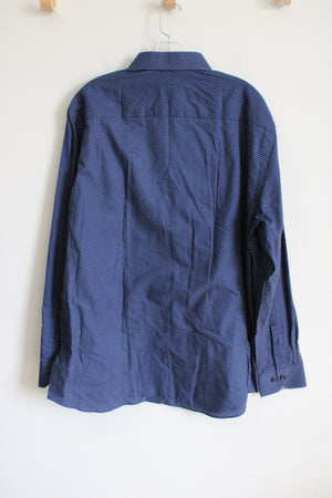 NEW Johnston & Murphy Blue Patterned Button Down Shirt | XL