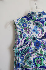 NEW Cable & Gauge Blue & Green Floral Sleeveless Top | S