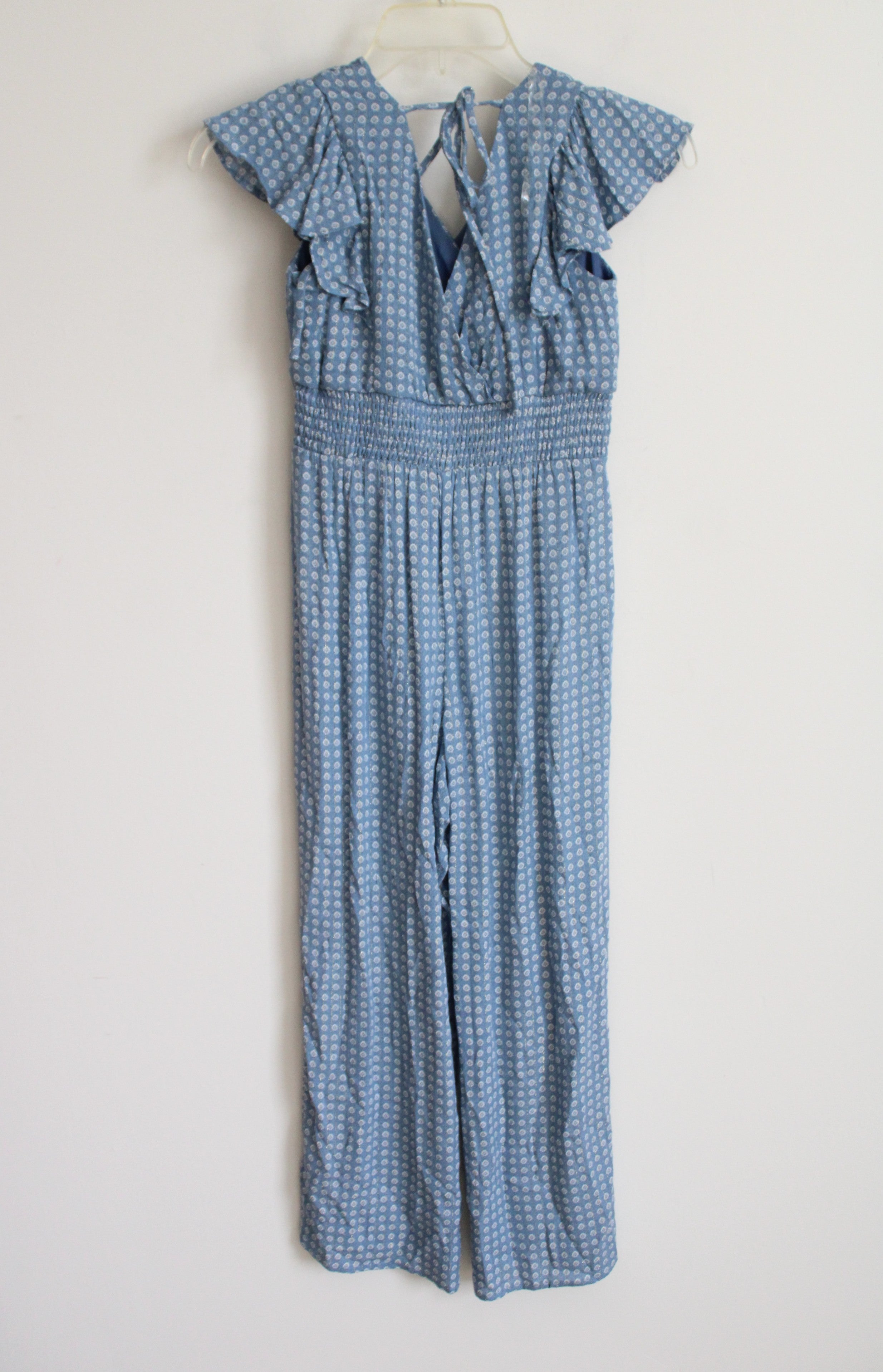 NEW Poppies & Roses Blue Patterned Ruffle Sleeve Jumpsuit | S