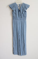 NEW Poppies & Roses Blue Patterned Ruffle Sleeve Jumpsuit | S