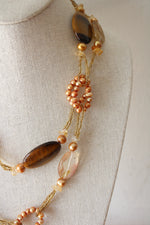 Vintage Gold & Amber Beaded Chunky Necklace