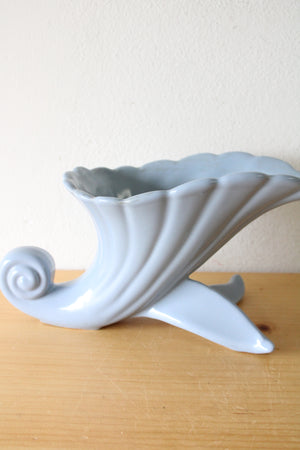 Abingdon, USA Blue Ceramic Art Deco Cornucopia Vase Planter