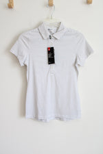 NEW Under Armour White & Black Striped Fitted Polo Shirt | XS