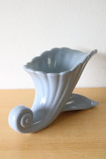 Abingdon, USA Blue Ceramic Art Deco Cornucopia Vase Planter