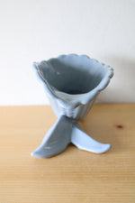 Abingdon, USA Blue Ceramic Art Deco Cornucopia Vase Planter