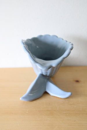 Abingdon, USA Blue Ceramic Art Deco Cornucopia Vase Planter