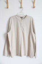 NEW Jockey Tan Ribbed Henley Long Sleeved Shirt | XL