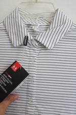 NEW Under Armour White & Black Striped Fitted Polo Shirt | XS