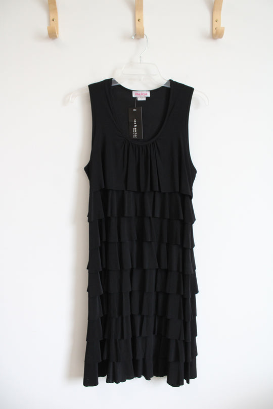 NEW Reina Black Ruffled Sleeveless Dress | 2